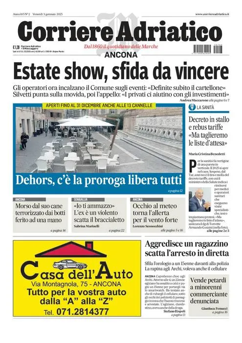 Prima-pagina-corriere adriatico-edizione-di-oggi-03-01-2025